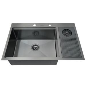 stainless steel handcrafted kitchen sink top mount
