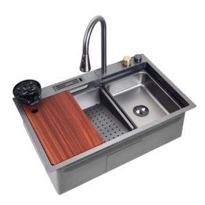 stainless steel handcrafted kitchen sink top mount